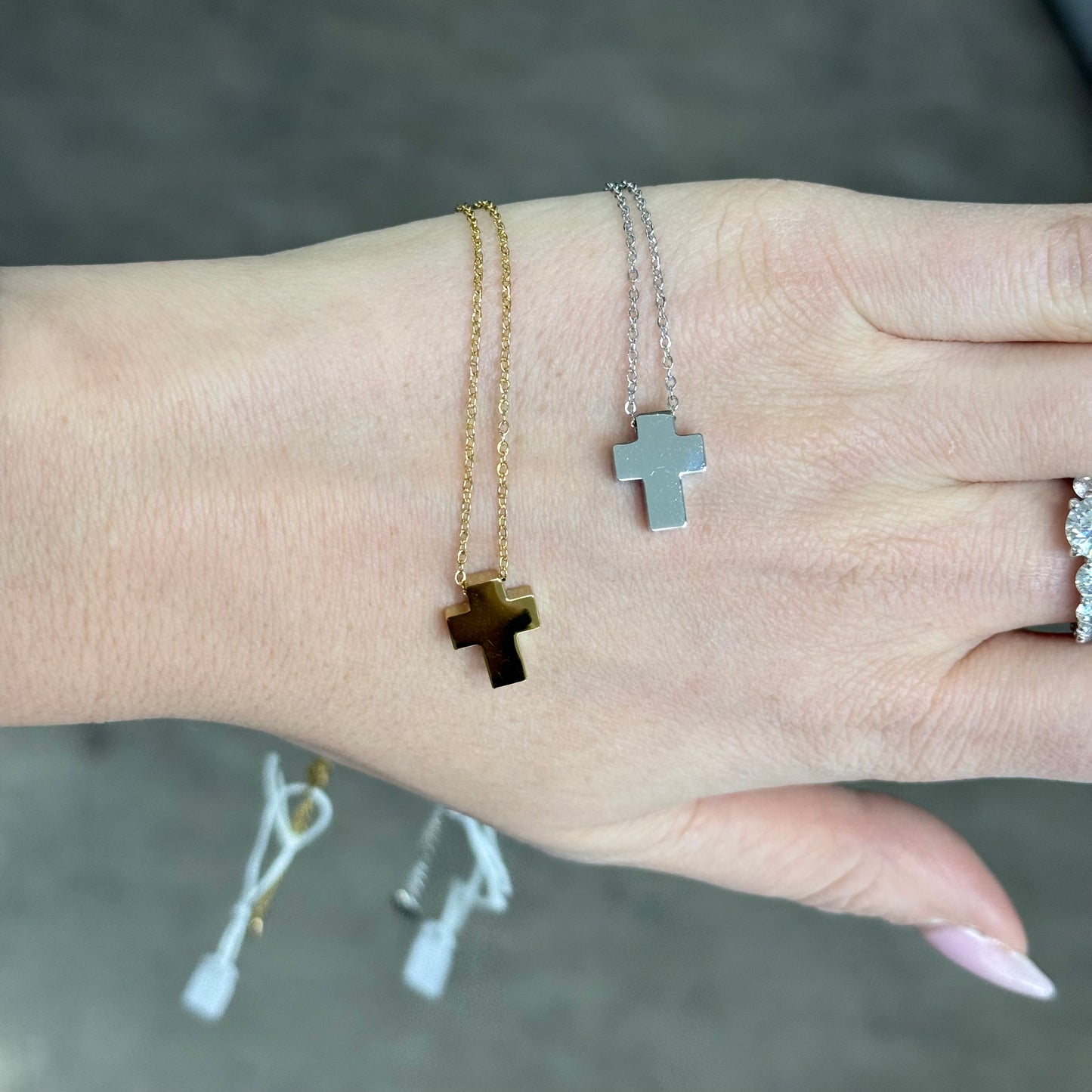 Croce acciaio zirconi mini