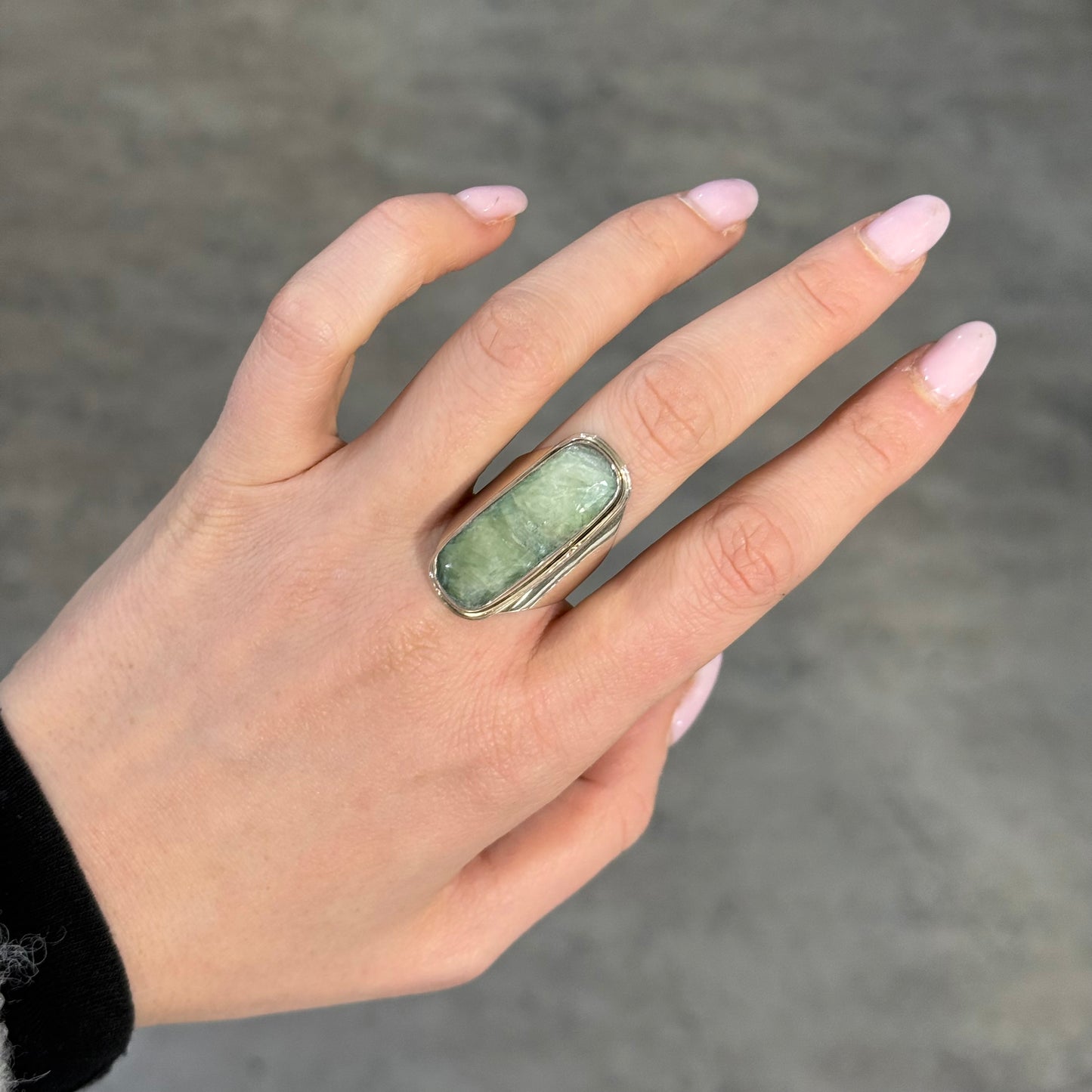 Anello Argento e Crisoprasio Naturale