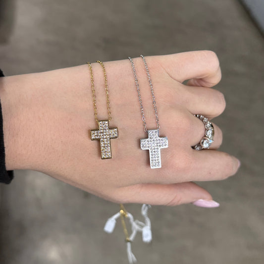 Croce acciaio zirconi medium