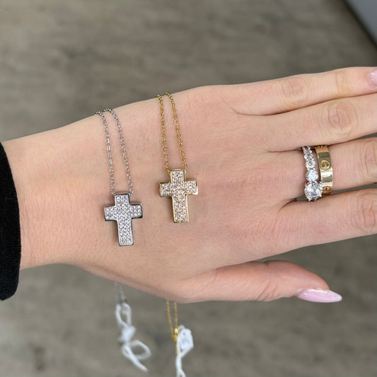 Croce acciaio zirconi medium